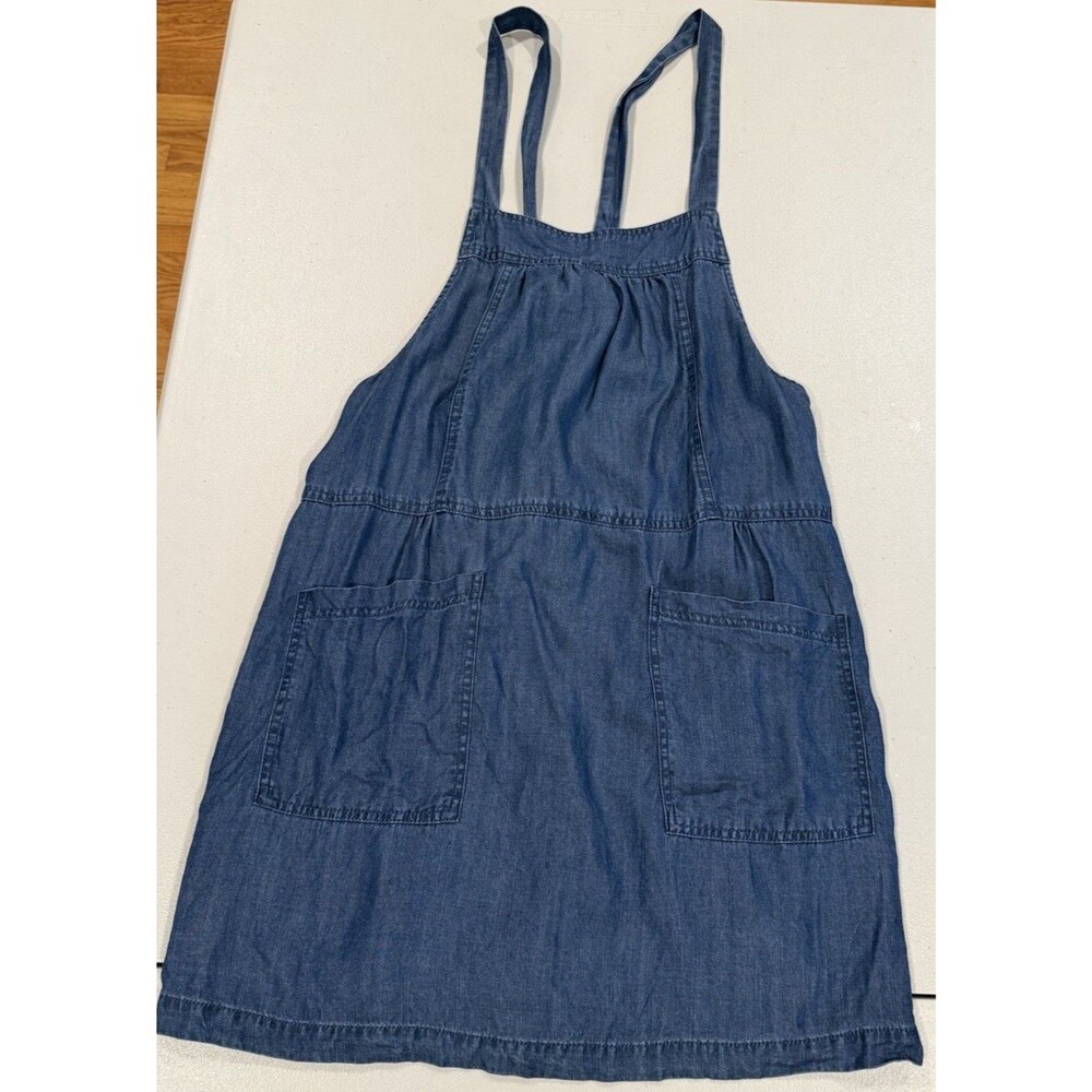 Natural Life Dakota Tie Back Dress Med. Denim Boho Apron Hippie Minimal Cottage